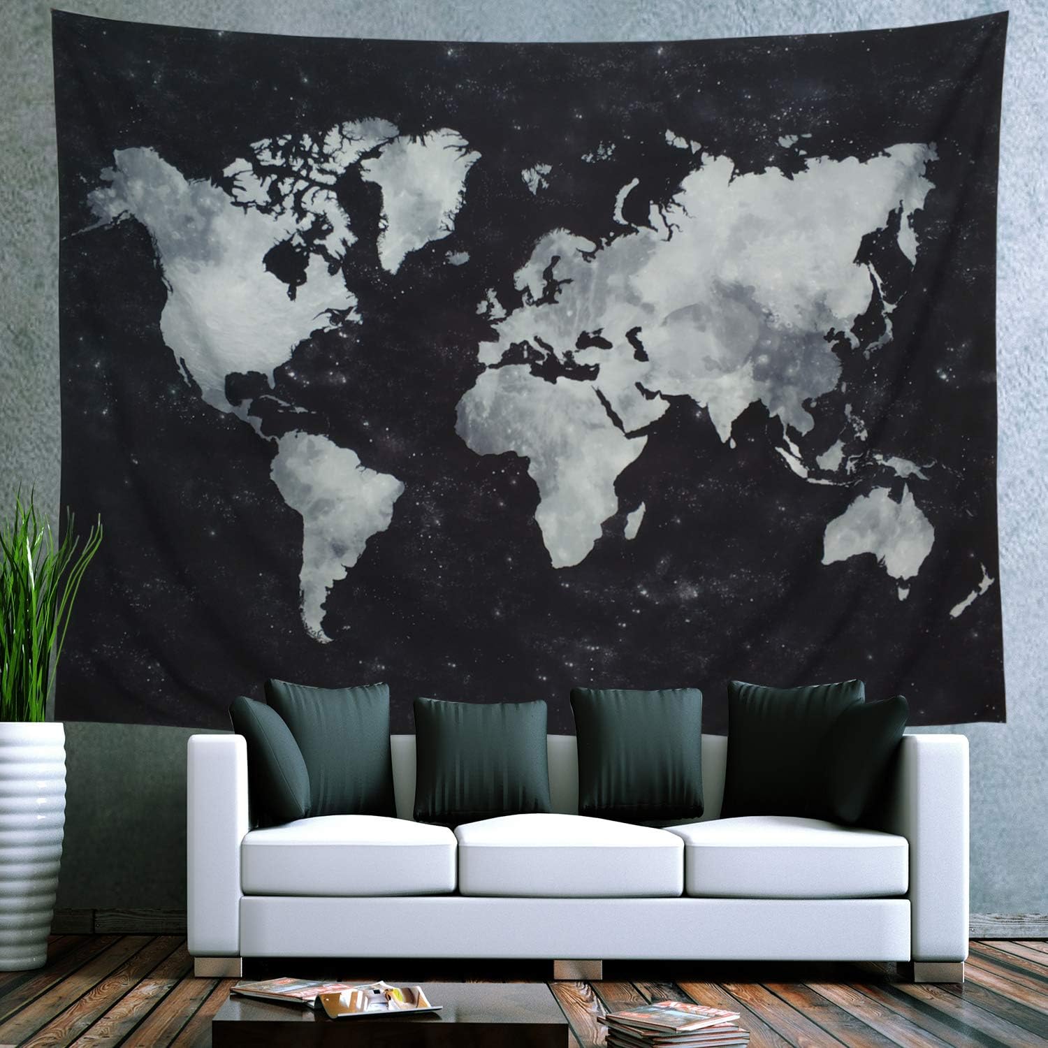 Ameyahud Starry Tapestry World Map Tapestry Apartment Essentials Black and White Tapestry Globe Constellation Galaxy Tapestry for Guys Dorm Posters