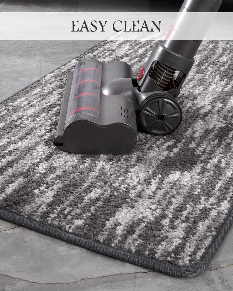 Tapetes de goma antideslizante y absorbente para puerta delantera, para entrada exterior, para patas y zapatos fangosos, color gris, 24 x 35 pulgadas