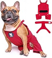 Vista 9 de iChoue Lindos pañales para perro con tirantes para bulldog francés, pug francés, bulldog inglés, hembra, en ciclo de calor, azul, pequeño con 1 pañal