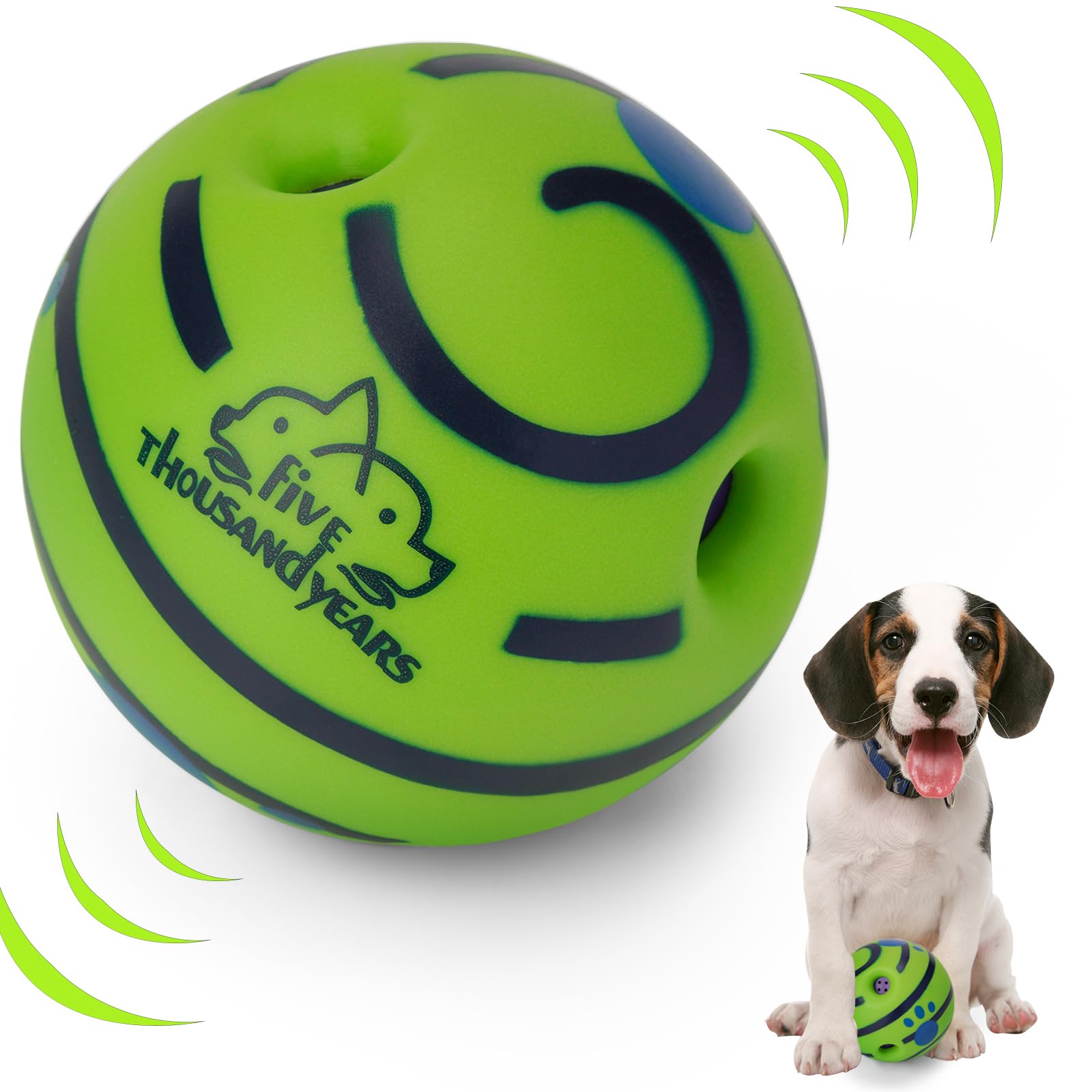 Interactive Giggle Ball Squeaky Toy for Dogs - Keep Your Dog Happy All Day, Chewing Ball for Training & Herding, Indoor & Outdoor Safe - Green, 3.46 Inch