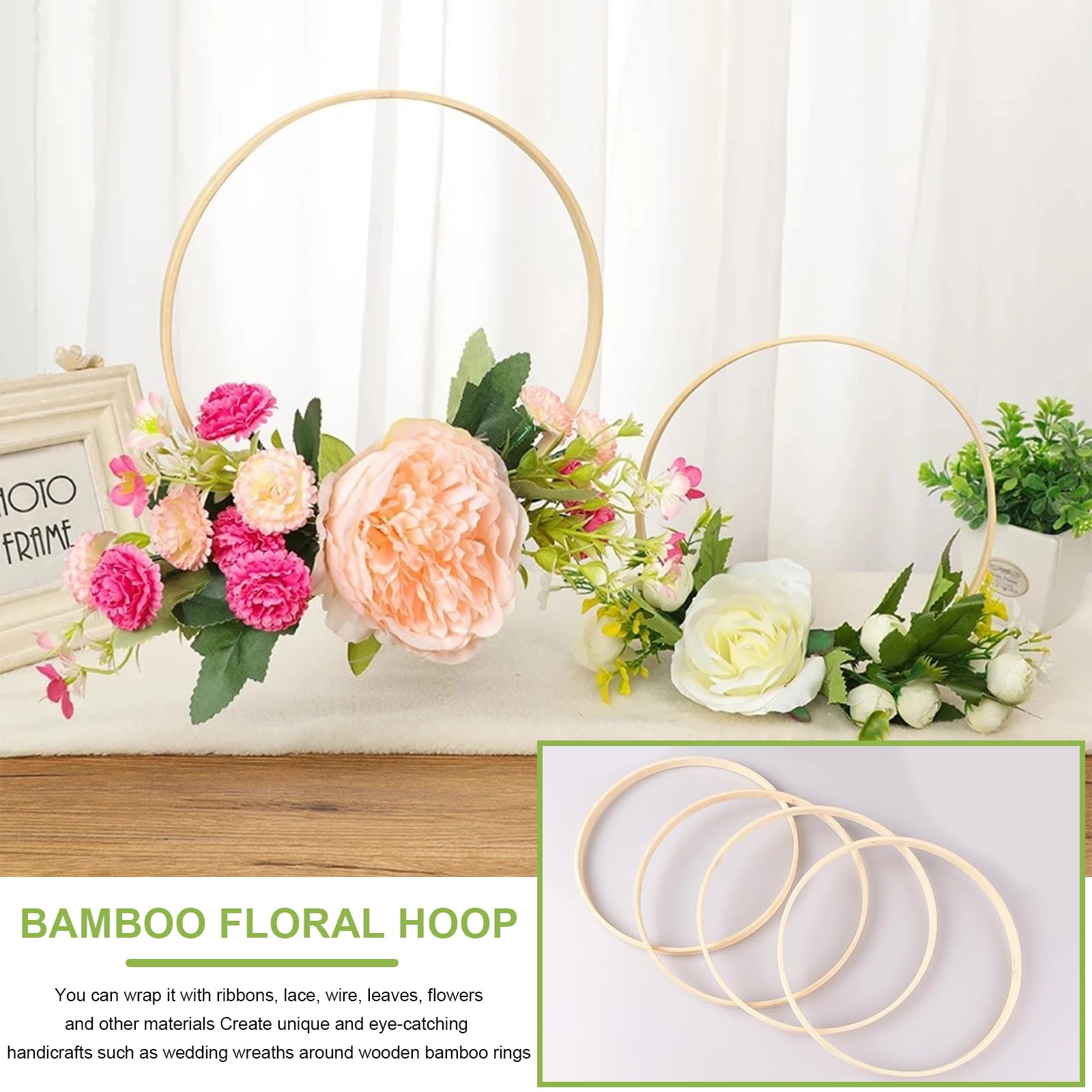 12 Cerceaux En Bois De Bambou 10 Cm - Parfait Pour Attrape-rêves, Macramé, Couronnes, Déco DIY & Mariage