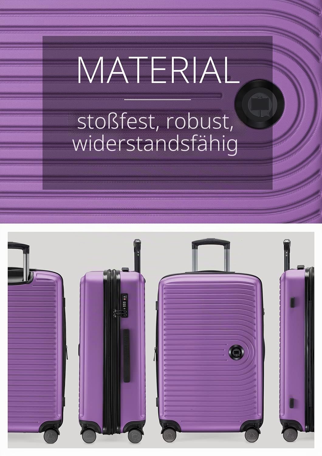 Hauptstadtkoffer Mitte Koffer 68 cm 74-88 Lmit Anhänger, Aubergine | ABS-Hartschale · TSA · XL Erweiterung · 4 Rollen · Austauschbare Ersatzteile · Urlaub · 1-2 Wochen · Digitaler Kofferanhänger