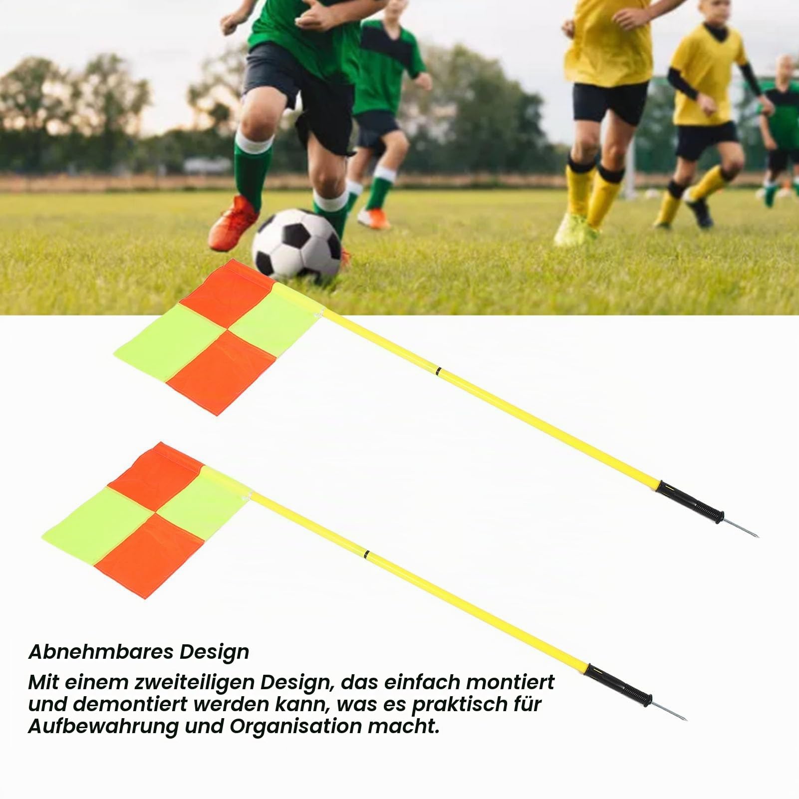 Gernie Fußball-Eckfahnen, 4 Stück Tragbare Agility-Stangen, 4,9 Fuß Große Fußballstangen für Geschwindigkeits- und Beweglichkeitstraining