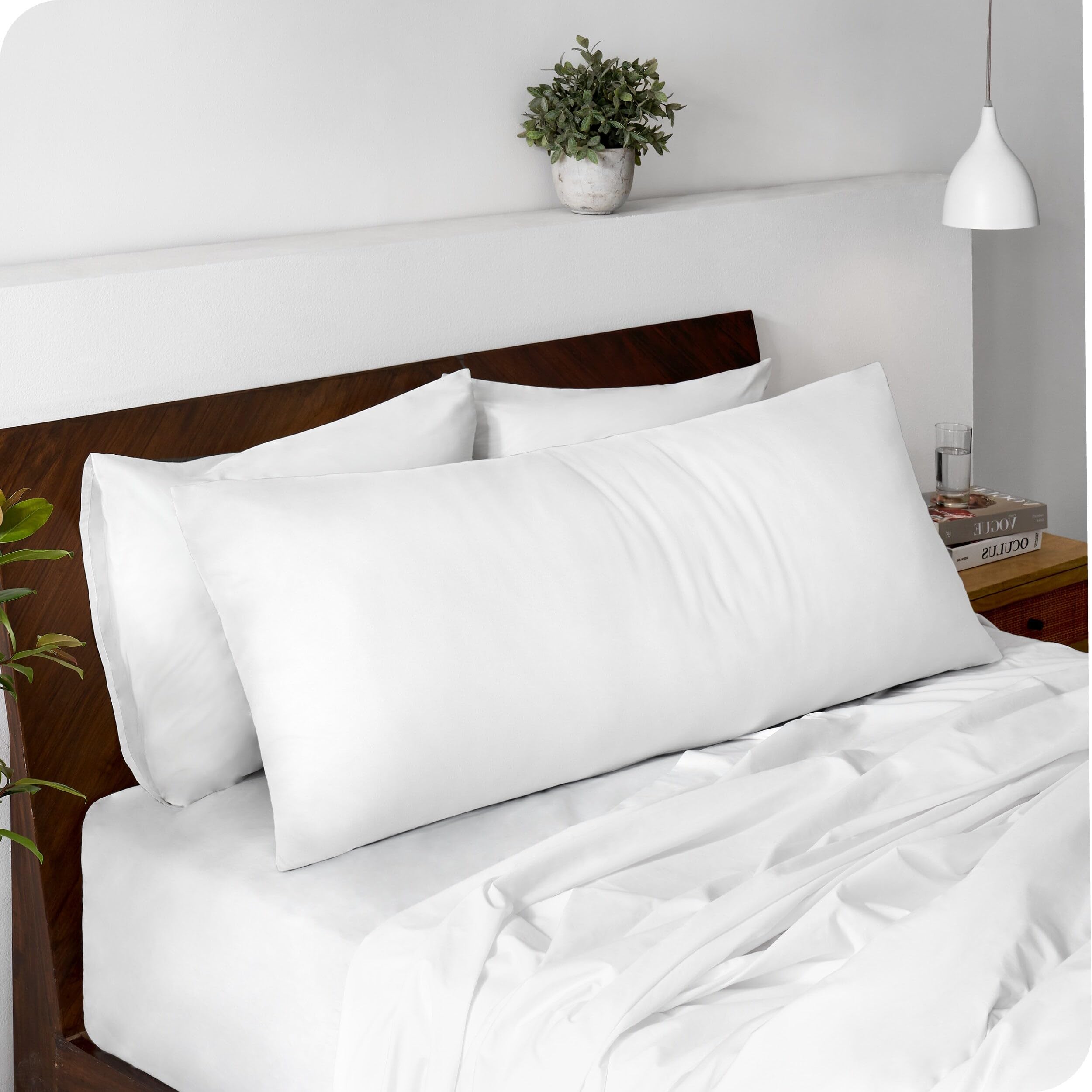 Bare Home Body Pillow Cover Zipper (20"x54", White)