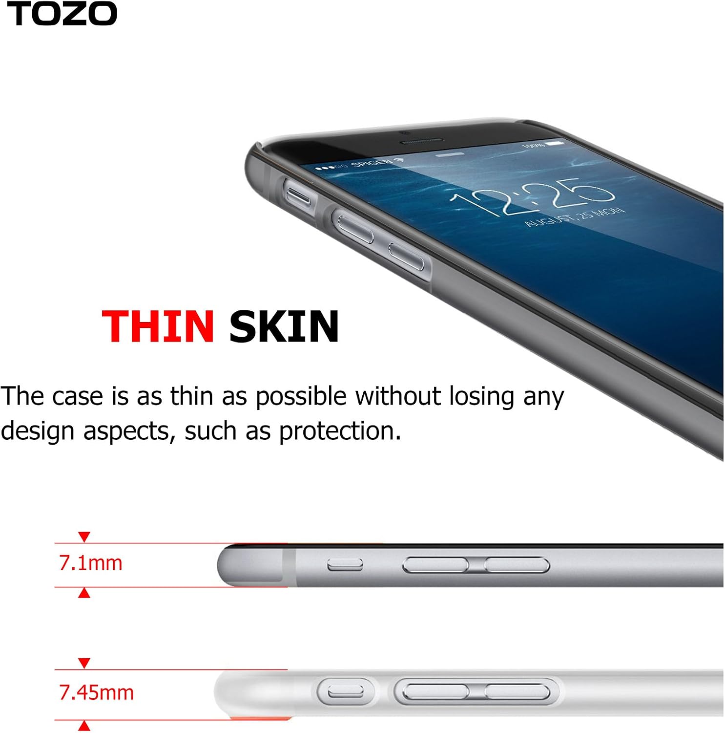 TOZO I2211 0.35mm Thin Protect Cover for iPhone 6S Plus / 6 Plus 5.5 inch Matte Black