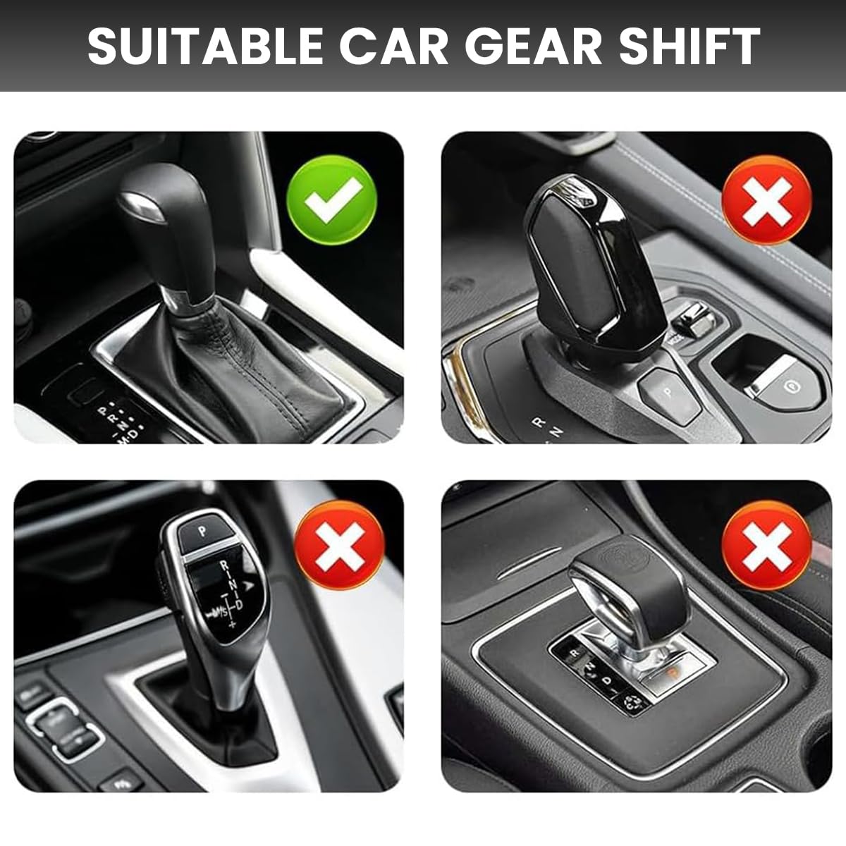 STHIRA® Premium PU Leather Car Gear Knob Cover Fashionable Anti-Slip, Durable & Universal Fit Car Gear Cover Protects Against Scratches/Wear, Enhances Car Interior, Black Color, 12 * 9 * 5cm - Image 4 thumbnail