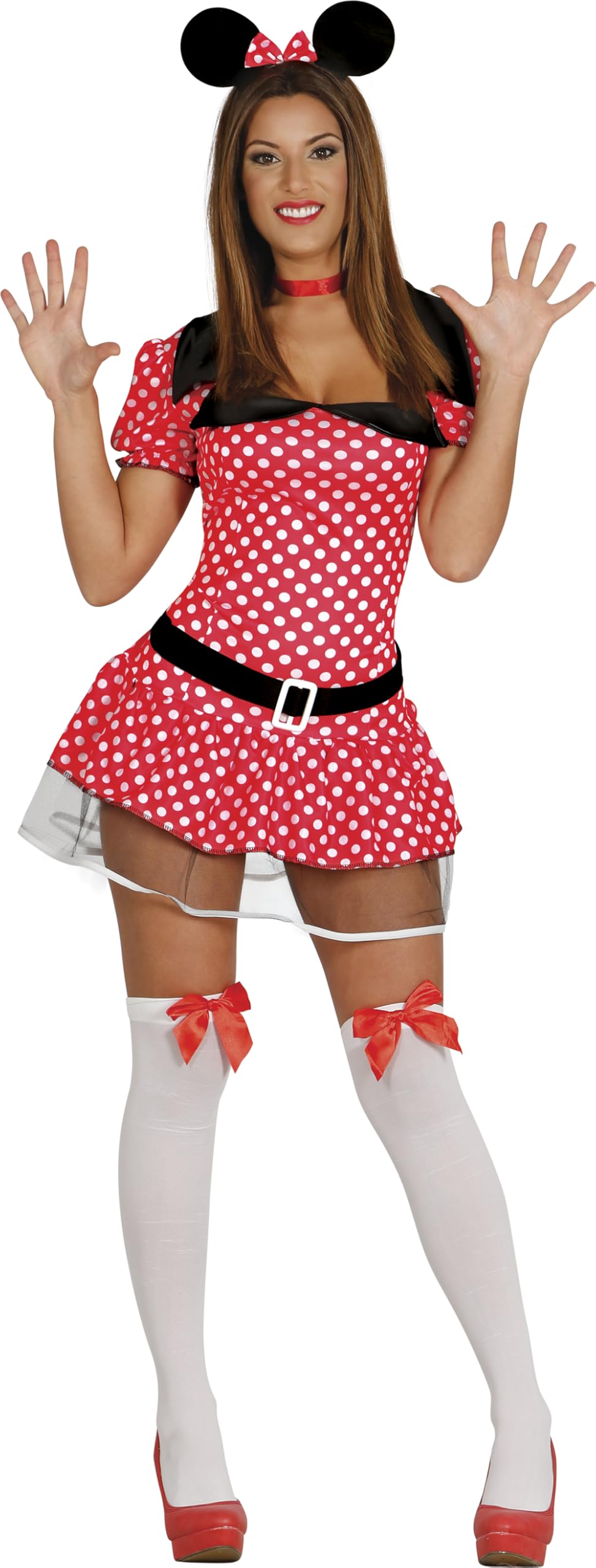 FIESTAS GUIRCA Sexy Mouse Fancy Dress Women - Mouse Ears Headband & Red Polka Dots Dress - Little Mouse Fancy Dress Costumes for Women Size S 8-10