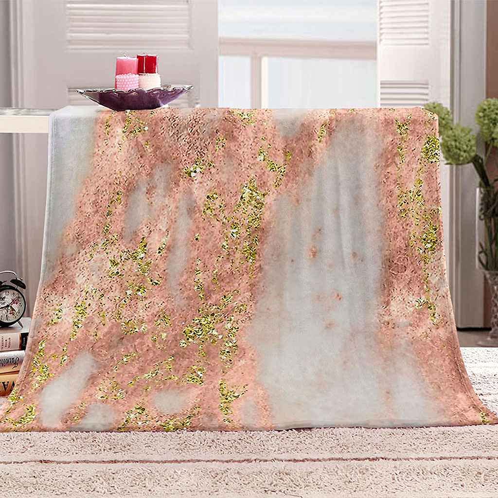 Couverture flanelle rose doré effet 3D relief haut de gamme
