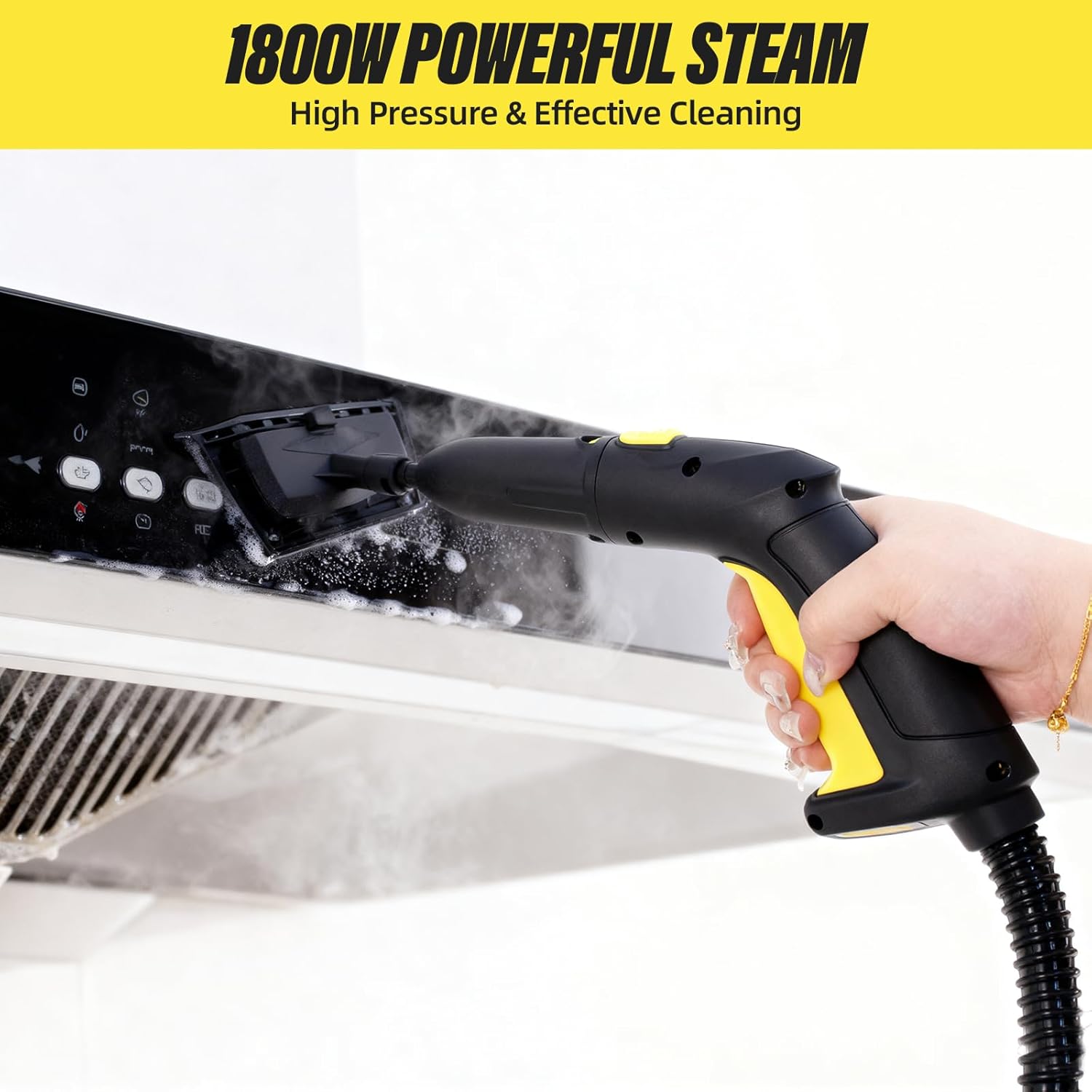 Rolling Steam Cleaner for Floors & Cars, 1800W Portable Steam Cleaner with 2.0L Tank & 5m Cord,Multi-Scenario Cleaner for Home, Car, Kitchen, Bathroom, Tile, Grout, Carpet
