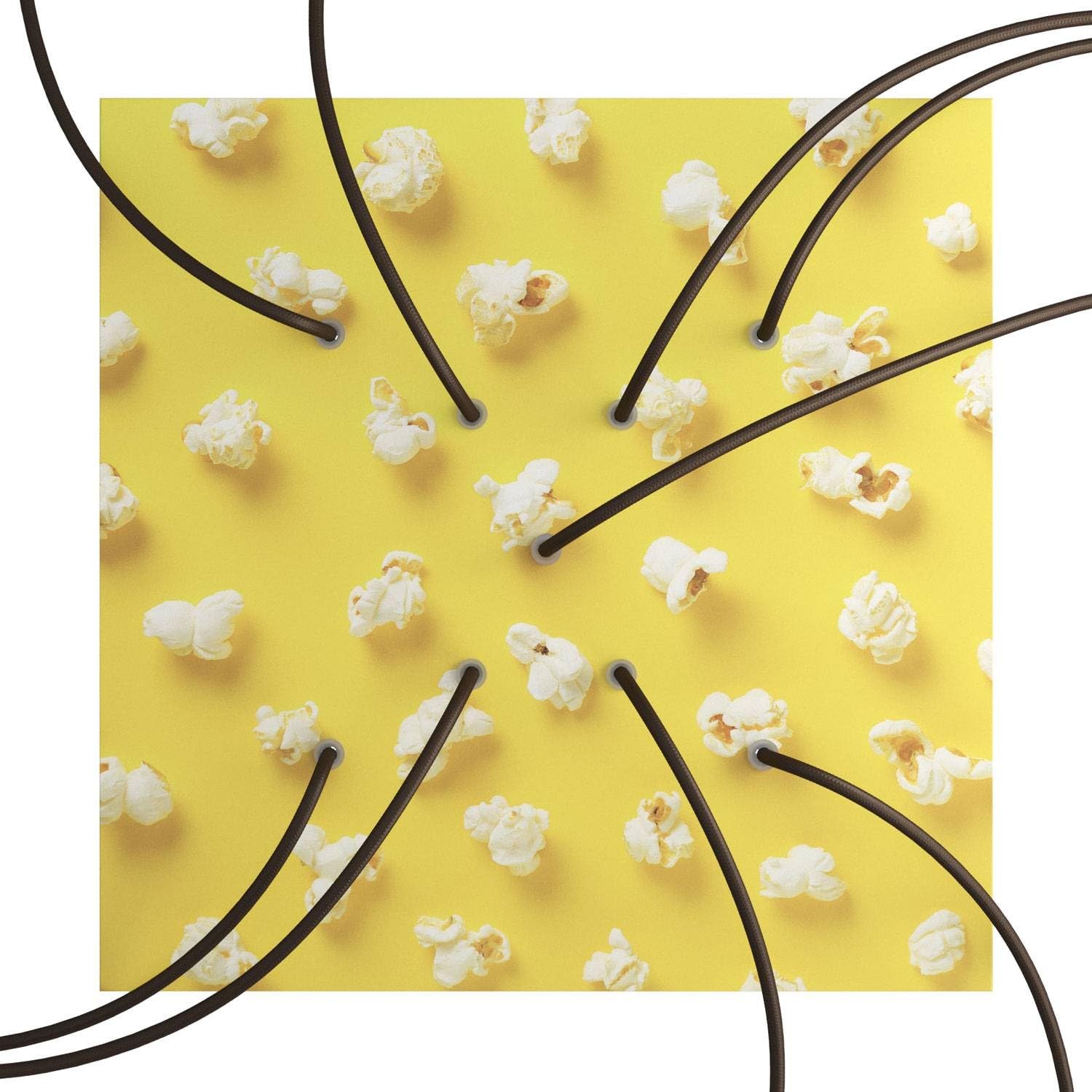 creative cables Rosone lampadario soffitto Rose-One quadrato – (Lato 400 mm, diametro 300 mm, 9 fori a X, 4 fori laterali) – Sistema brevettato – Stile Pop-Corn per multi sospensioni