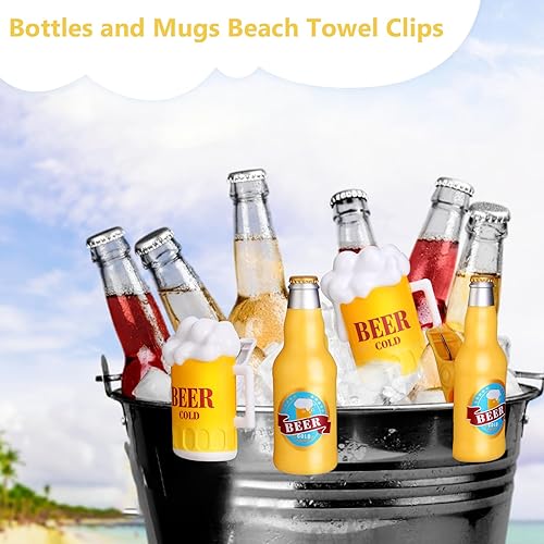 Miniatura 10 de Clips de toalla de playa para sillas de playa, sillas de descanso, estantes de secado, alfileres decorativos a prueba de viento (4 piezas) (colorido