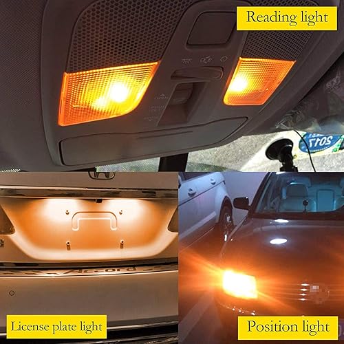 Miniatura 4 de HOCOLO T10 198 194 168 912 921 W5W 2825 - Luces de color blanco ámbar, amarillo, azul verde, rojo, azul hielo para cúpula interior  mapa  placas