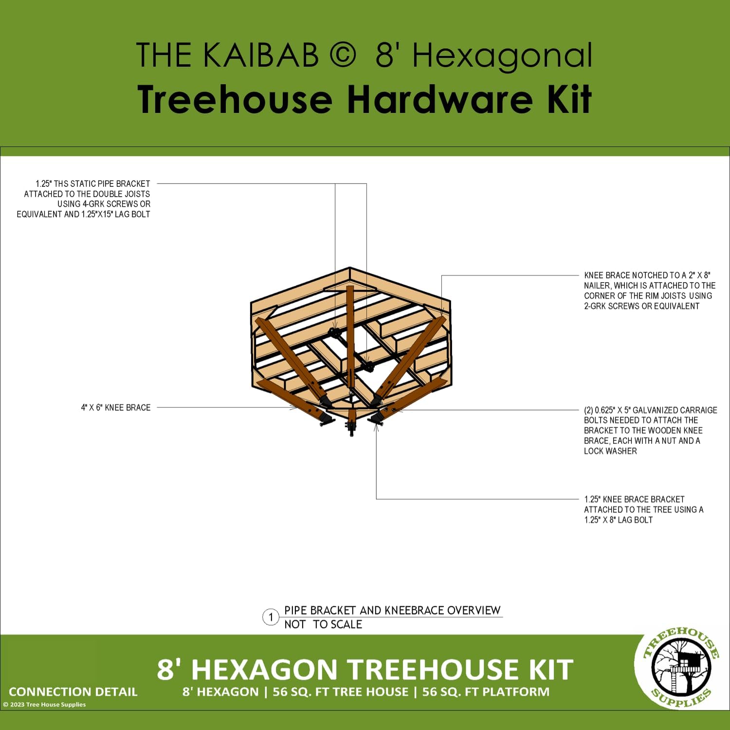 The Kaibab © : 8' Hexagonal Treehouse Hardware Kit