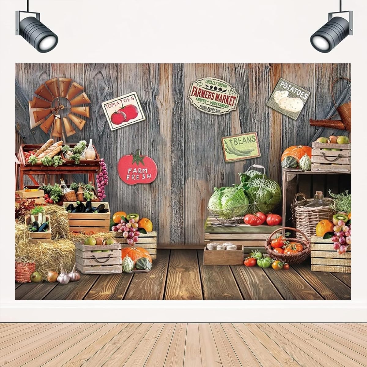 Farmers Market Backdrop for Photography Fresh Farm Vegetables Fruit Farmer Market Party Decoration Newborn Children Portrait Background Baby Shower