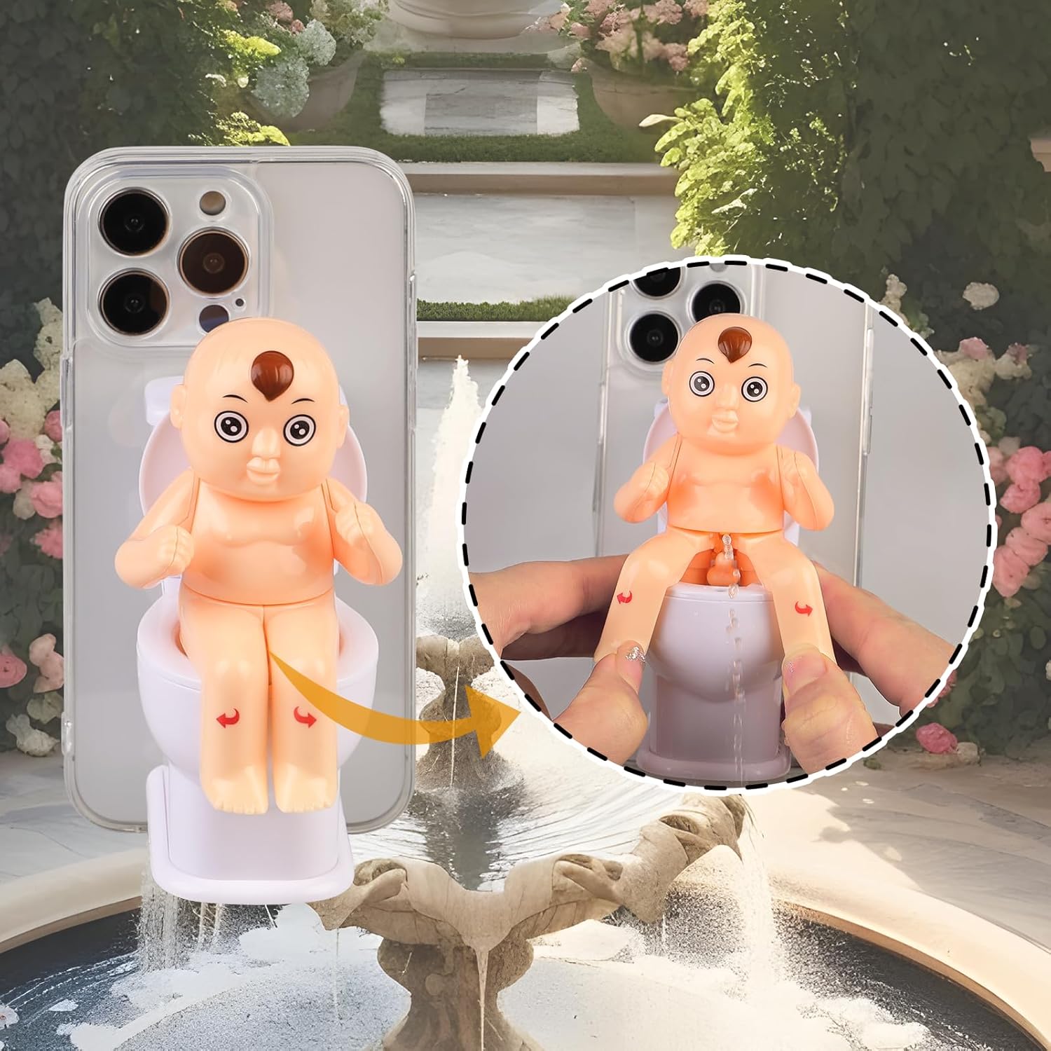 3D Funny Tricky Toilet Boy Phone Case Compatible with iPhone 15 Pro Max Case, TPU Shockproof Clear Spoof Boy Cartoon Phone Case, Perfect Spoof Gift for Her or Him Ideas