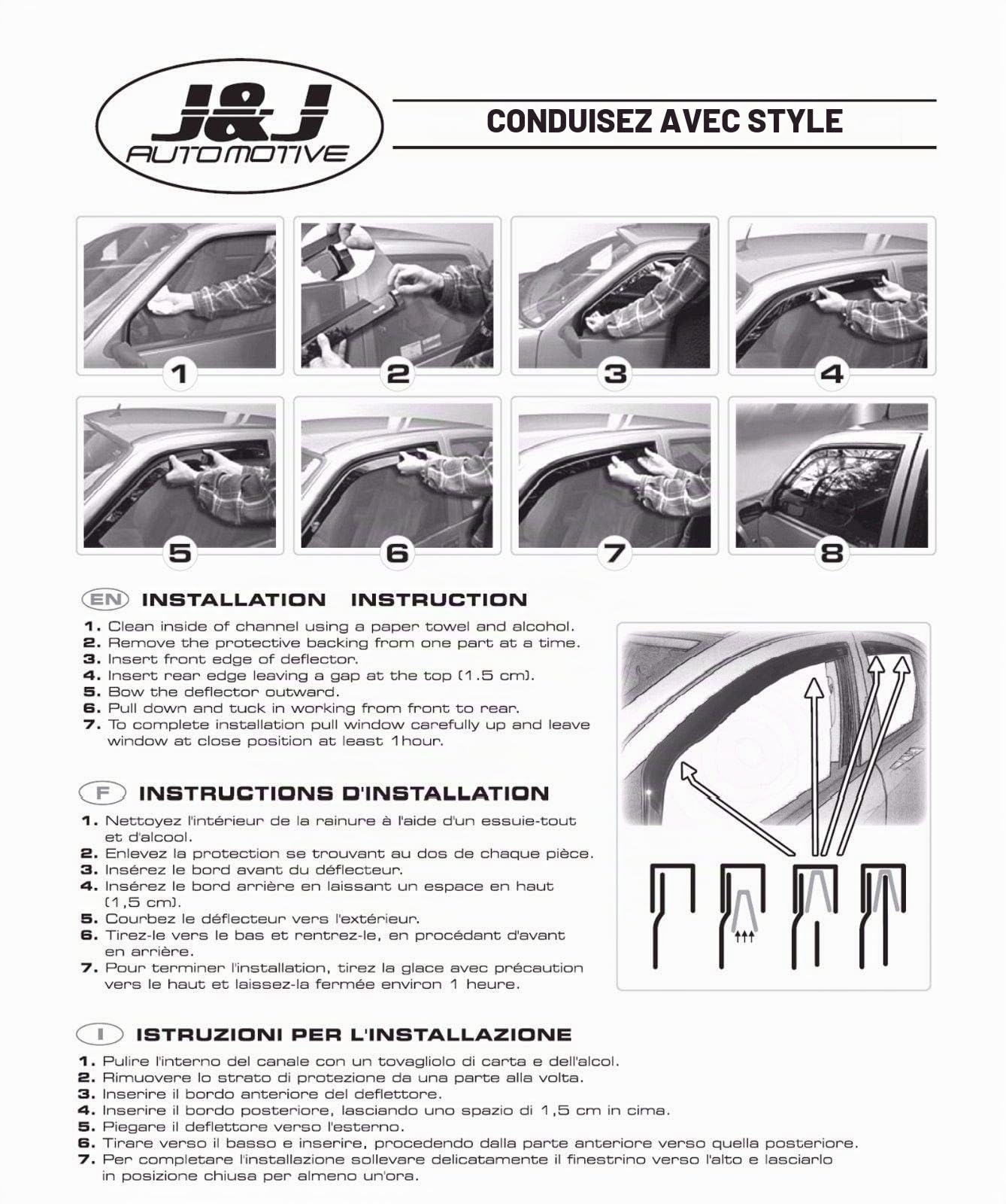 J&J AUTOMOTIVE Heko Déflecteurs d'air et de Vent pour Volkswagen Golf 4, 5P. Berline 1997-2004, Lot de 2pcs, Teintés, Avant et Arrière, Aérodynamique