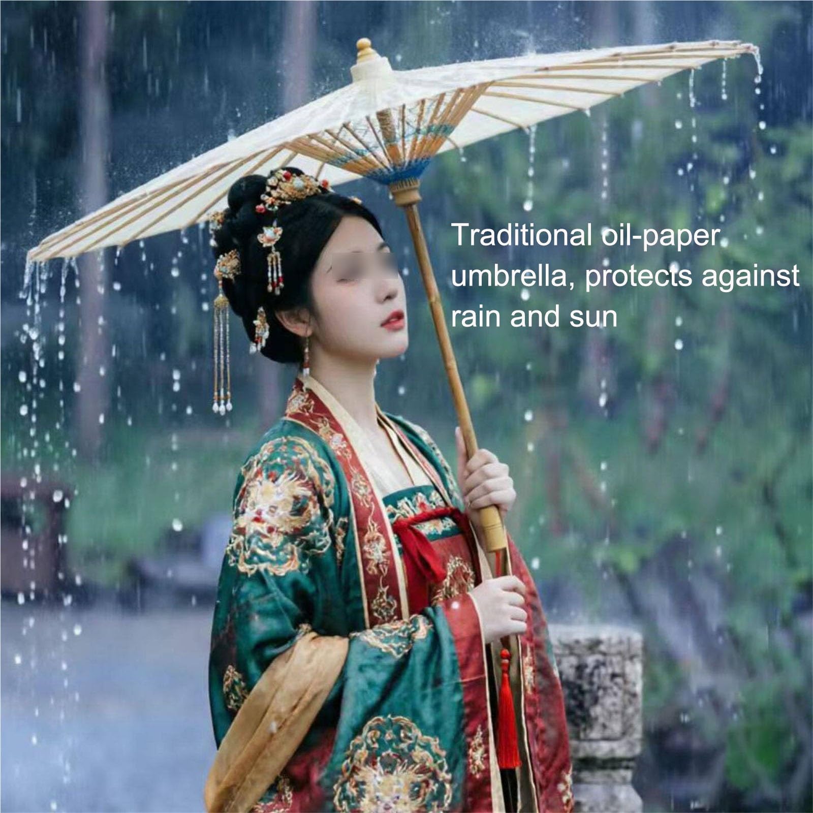 Papierowy Parasol Ręcznie Robione Olej Tungowy Parasol Chiński | Składane Odporne Na Deszcz Ochrona Przed Słońcem Japoński Parasol Do Cheongsam Kempingu Fotografii(Half,120cm,F)