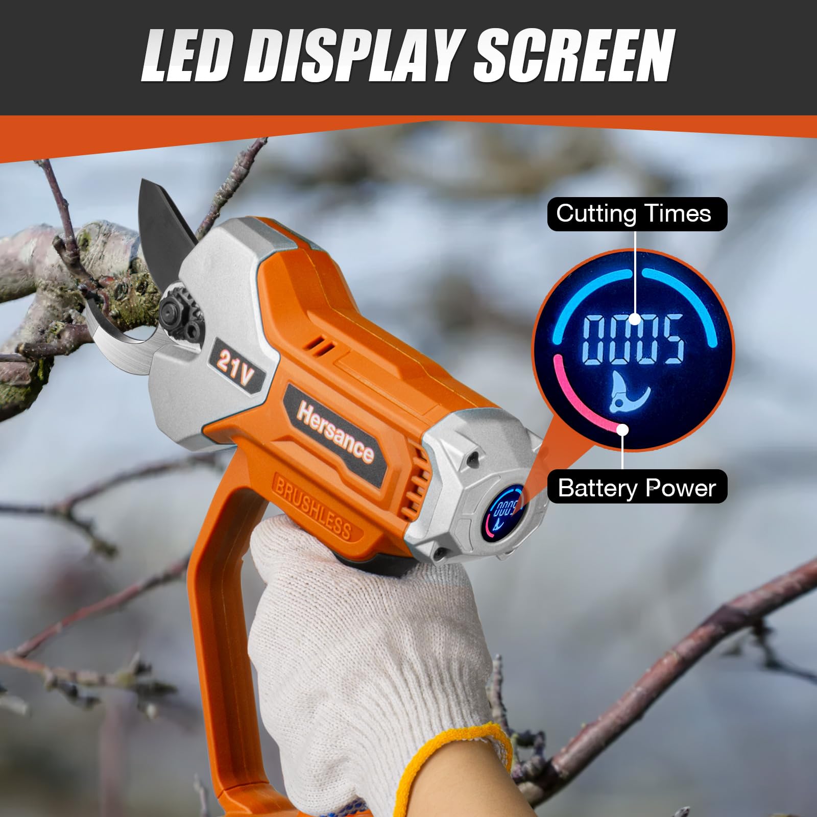 Tijeras de podar con batería para Makita de 18 V, 35 mm de diámetro de corte, tijeras de podar eléctricas profesionales con 2 baterías de 2000 mAh y podómetro de corte LED
