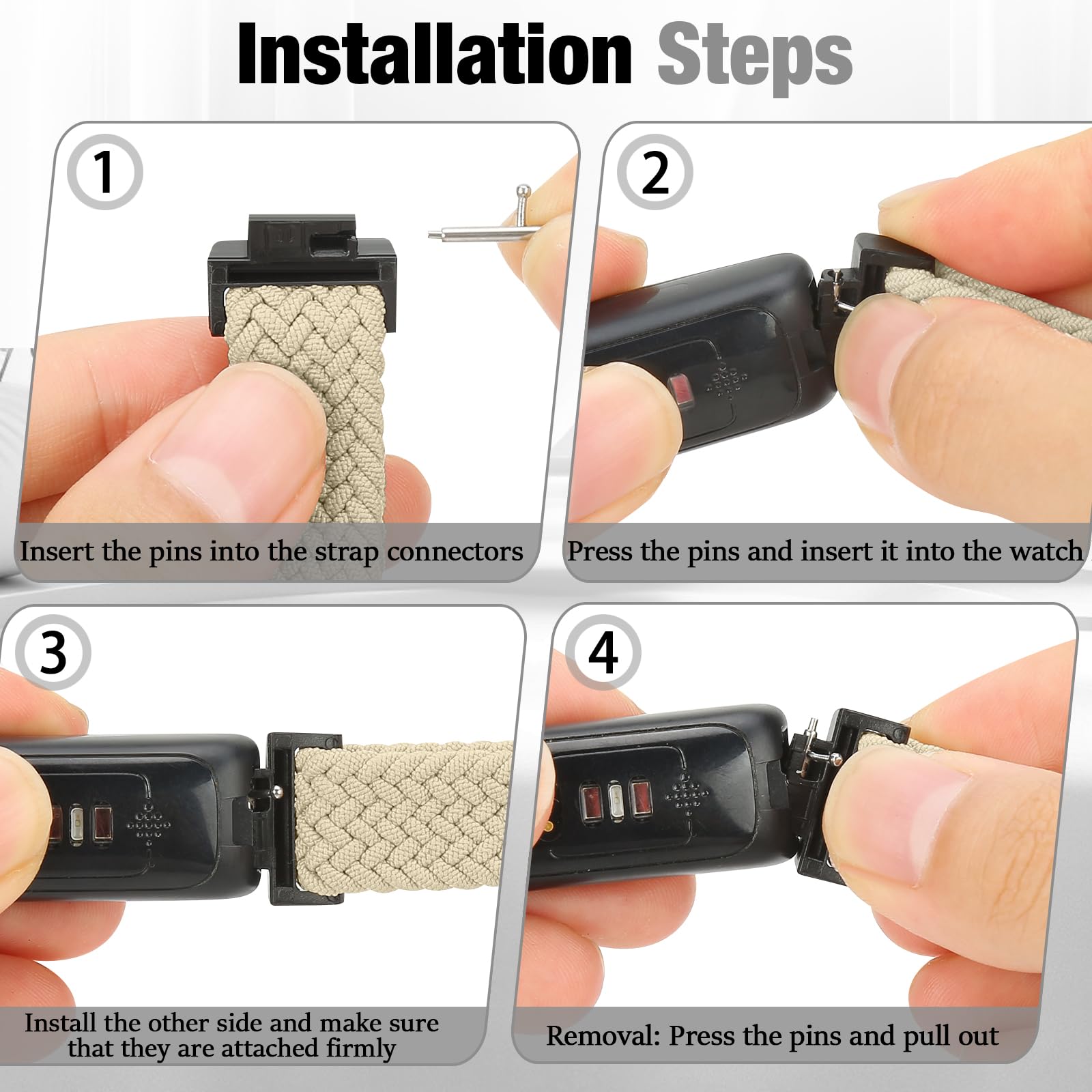 BTTNG 2 Pack Elastic Braided Straps Compatible with Fitbit Inspire 3/ Inspire 2/Inspire/Inspire HR/Ace 3/Ace 2 Women Men Kids - Image 4