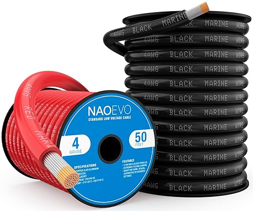 Miniatura 22 de NAOEVO Cable marino de calibre 4, 4 AWG de cobre estañado de PVC de grado marino, cable eléctrico IP68 resistente al agua y a la corrosión