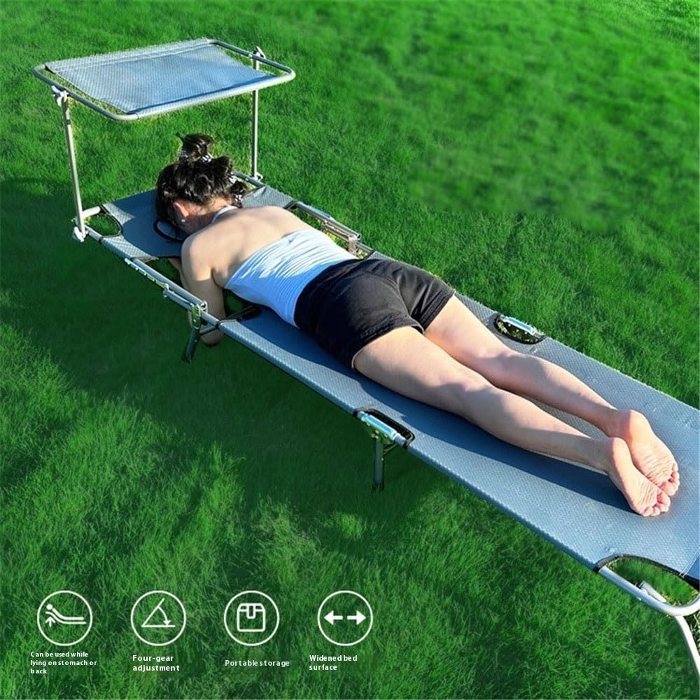 Lit de Camp Pliable Lit Pliant d'extérieur, Chaise Longue, Plage Couverte Lit Pliable(Bruin)