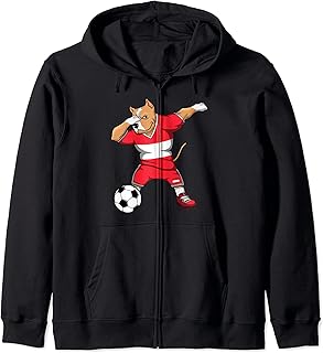 Dabbing Pitbull Dog Austria Soccer Fans Jersey Football Flag Zip Hoodie