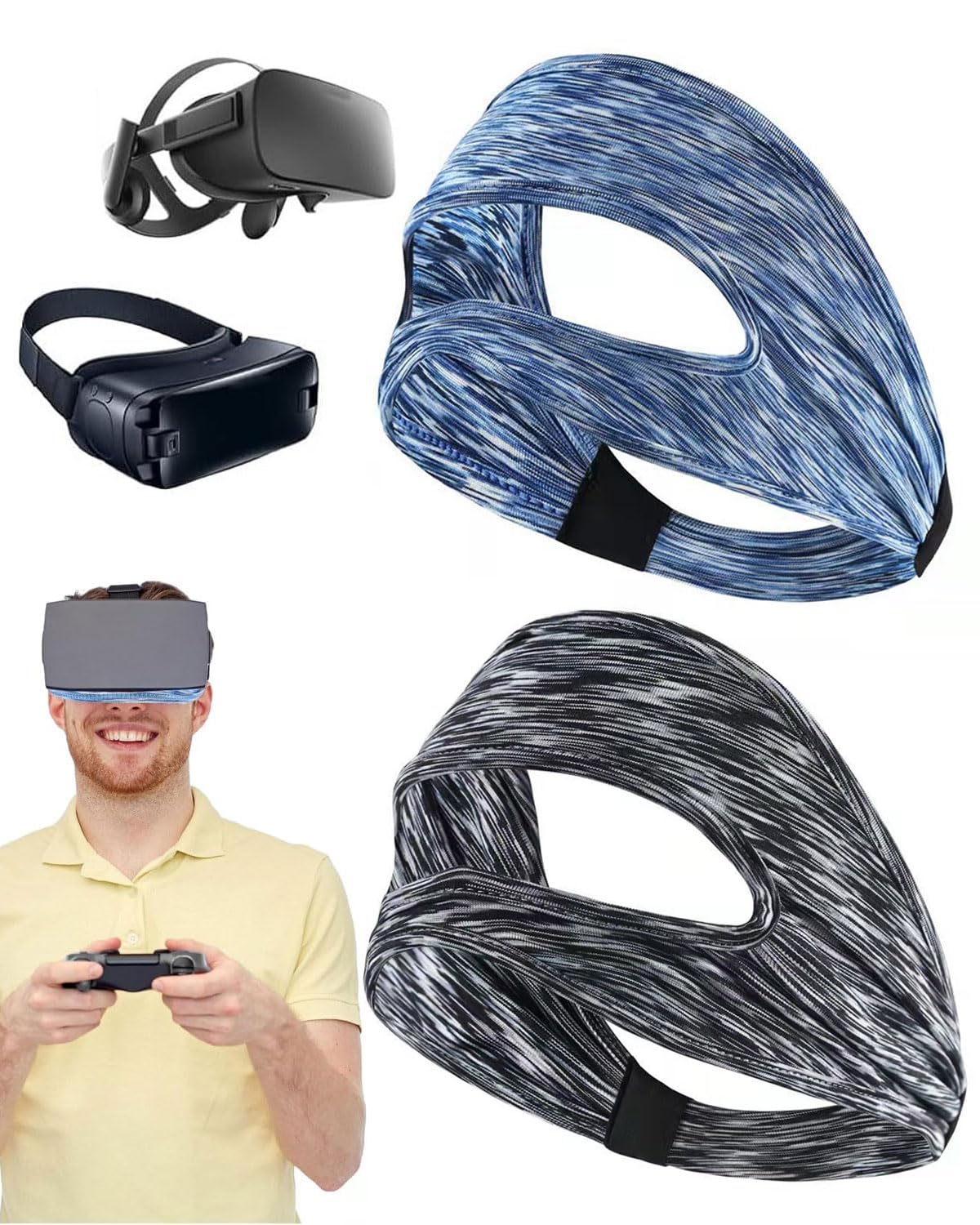 2 Pcs Maschera per gli occhi da gioco,VR Maschera per Occhi per Quest 3/Quest 3S,VR Traspirante Maschera,Lavabile VR mascher,per PS VR2/Quest Pro/Quest 2/Oculus Quest 2
