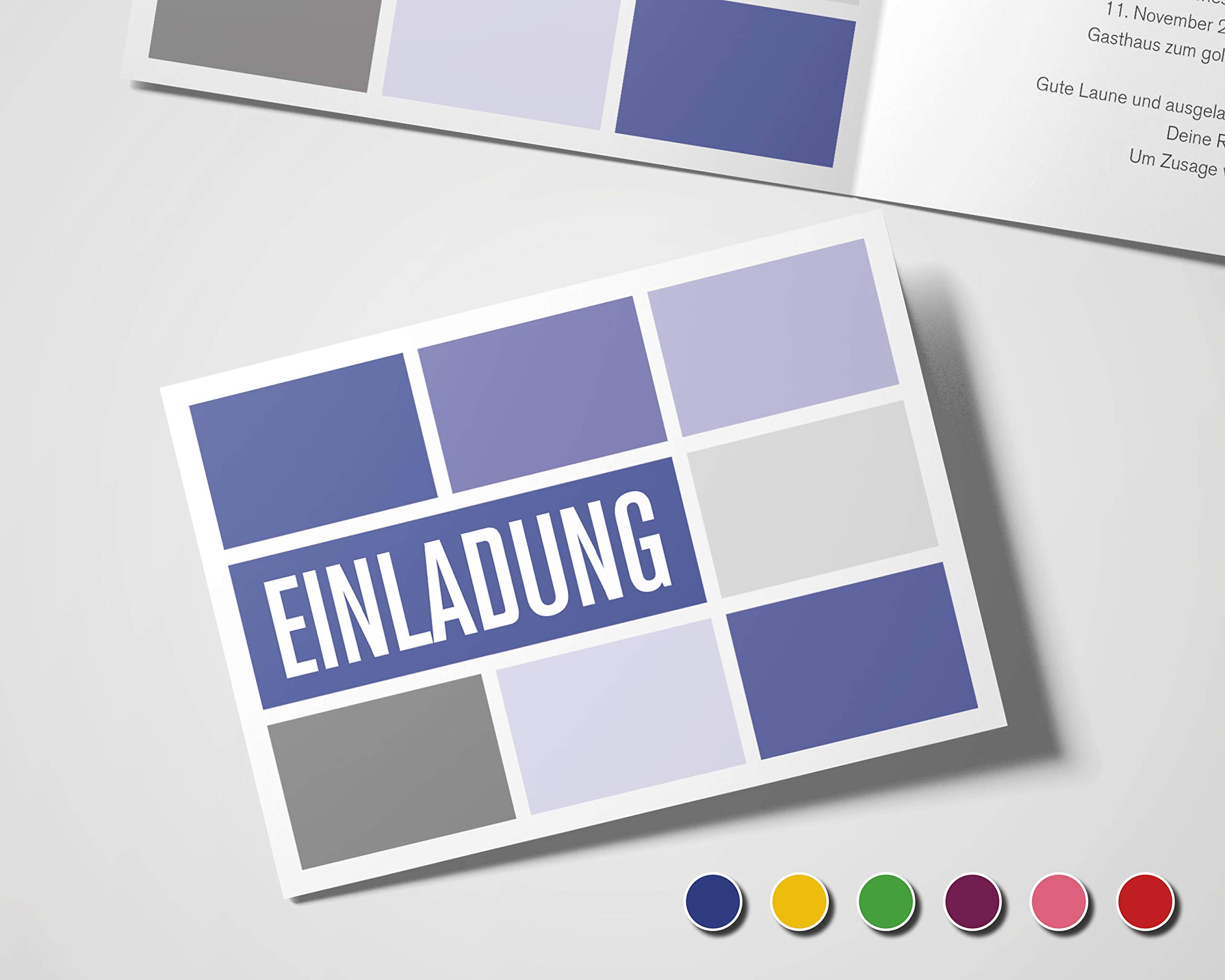 Cartes d'invitation d'anniversaire pour anniversaire - Quader - Pour tous les ans, bleu, 40 Stück