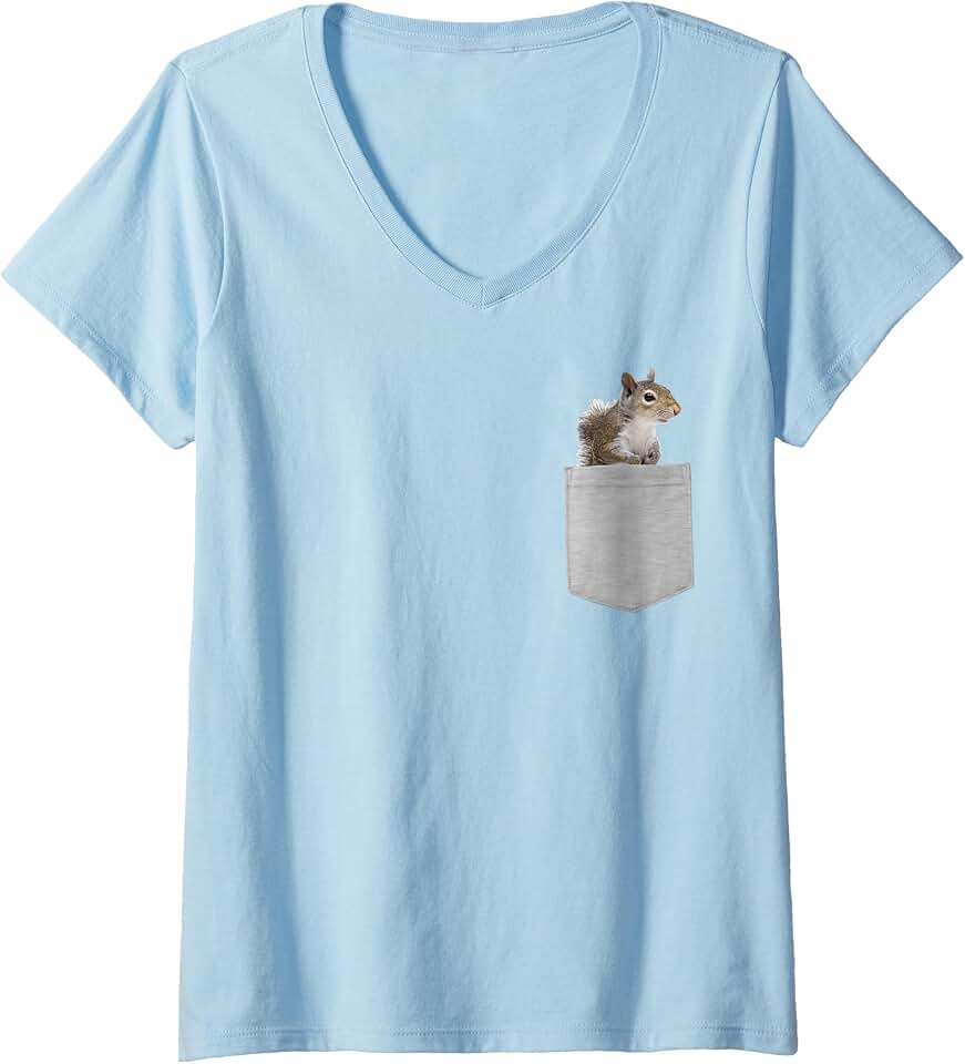 Animal in Your Womens Animal in Your Pocket gray squirrel V-Neck T-Shirt