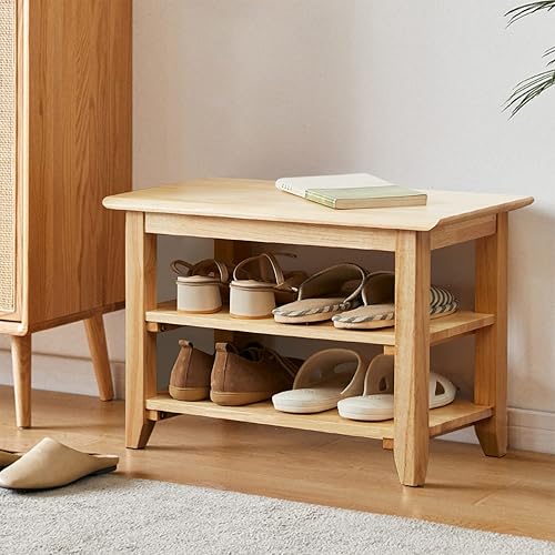 Banco de almacenamiento de madera para zapatos, banco de entrada con 3 niveles de altura ajustable, zapatero para puertas delanteras para pasillo,
