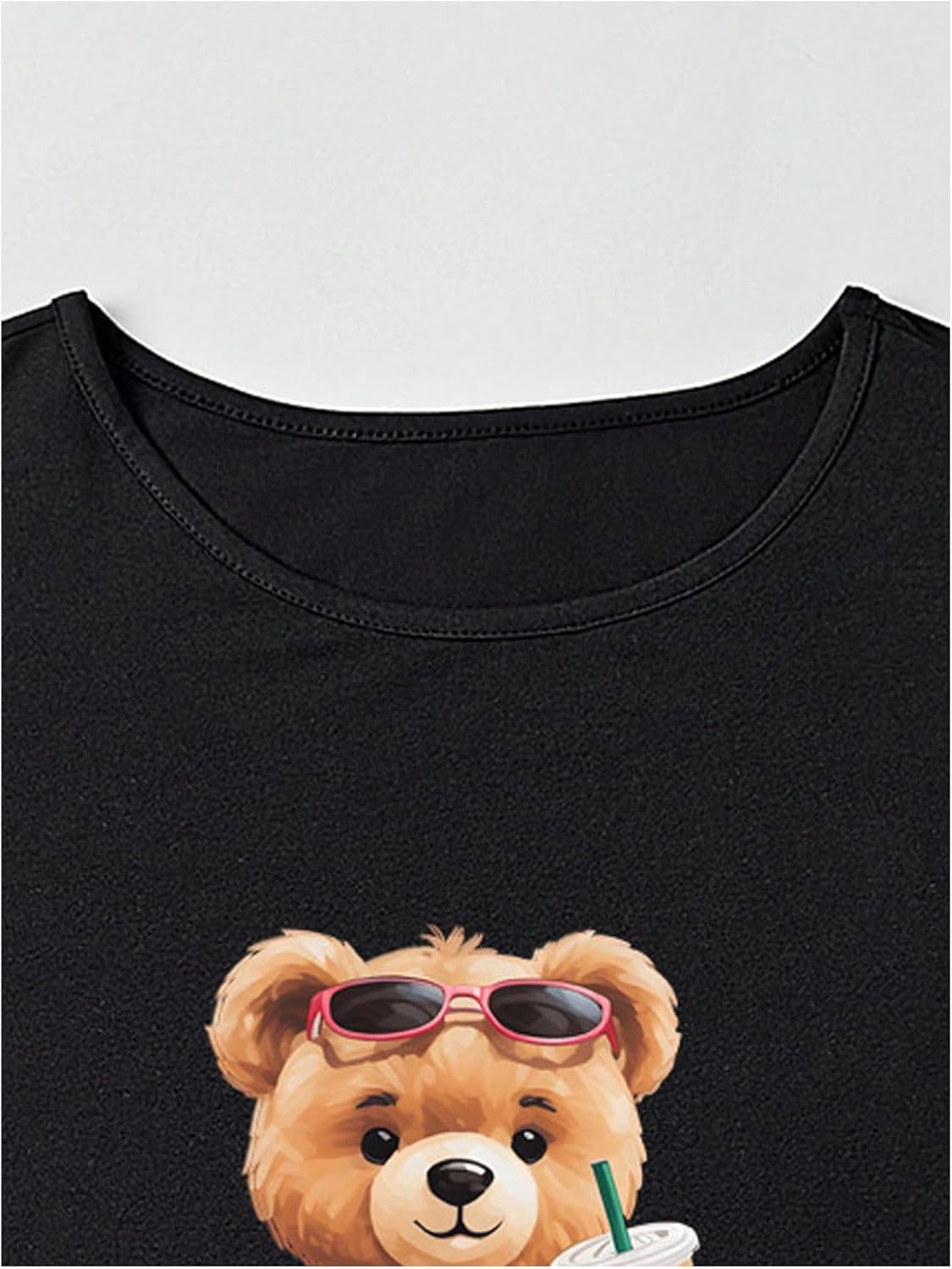 GORGLITTER Women's Bear Graphic Tees Oversized Cute Cartoon Shirts Crewneck Short Sleeve Tops - Image 3