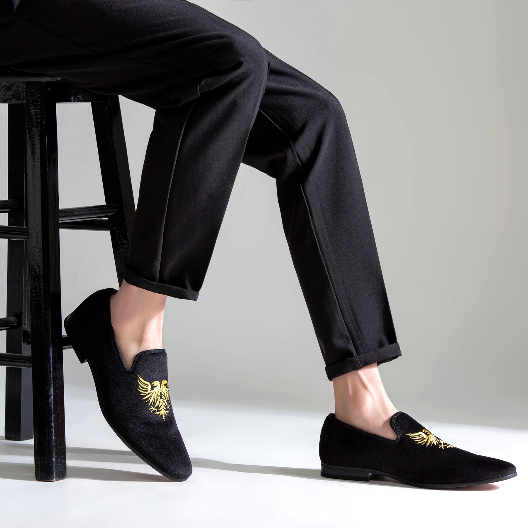 Jousen Men's Loafers Velvet Slip On Dress Men Shoes Soft Vintage Luxury Mens Wedding Party Prom Shoes for Men