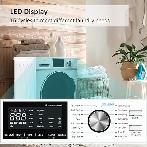 Miniatura 5 de Combo de lavadora y secadora de 26 libras de 24 pulgadas, 2.7 pies cúbicos. Lavadora y secadora todo en uno sin ventilación con pantalla LED y 16