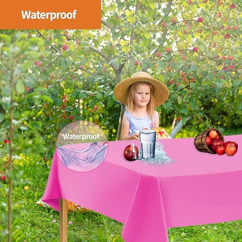 Miniatura 9 de Mantel de plástico desechable dorado para mesas redondas (paquete de 12) manteles de 84 pulgadas para fiestas, eventos y bodas, interiores y