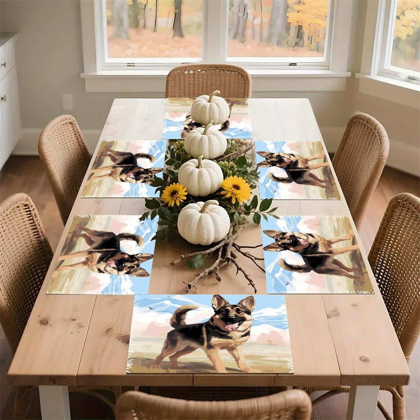 German Shepherd Dog Lovers Placemats Heat-Resistant Washable Place Mats Anti Slip Dining Table Place Mats Wipeable Dining Table Mats Kitchen Decoration Placemats 17.7’’×11.8’’