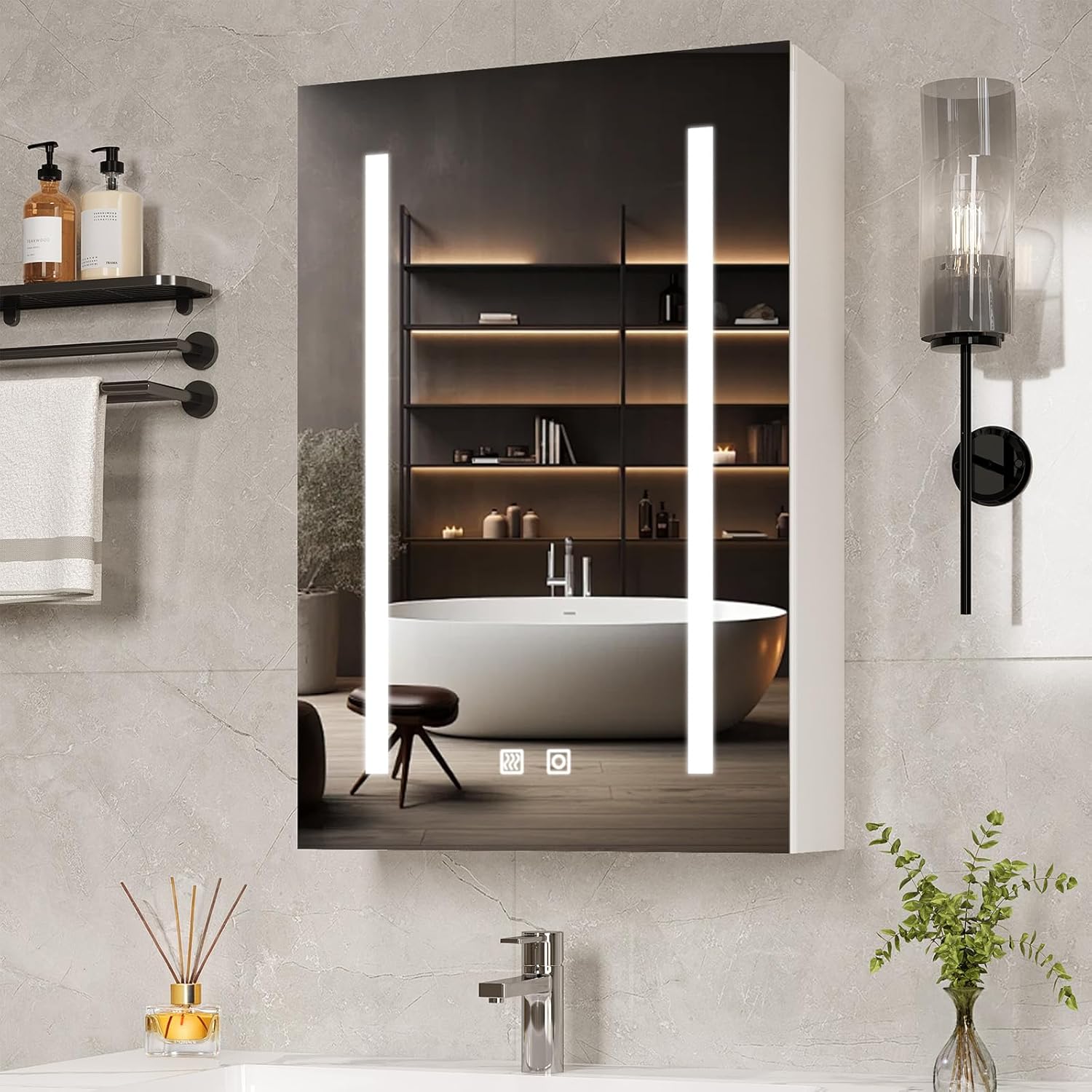 VINGLI 16-Inch LED Lighted Medicine Cabinet with mirror and lights