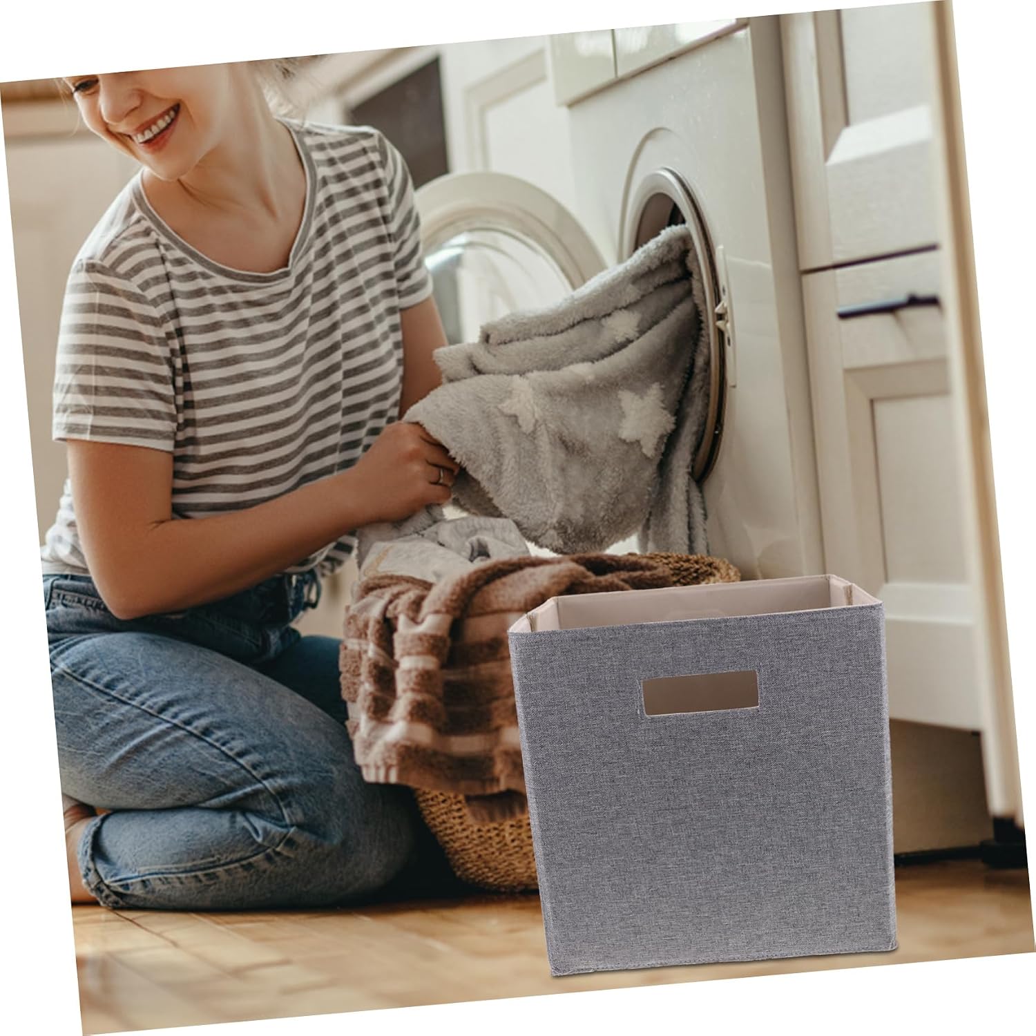 Foldable Non Woven Laundry Basket for Clothes Large Capacity Home Storage image 4