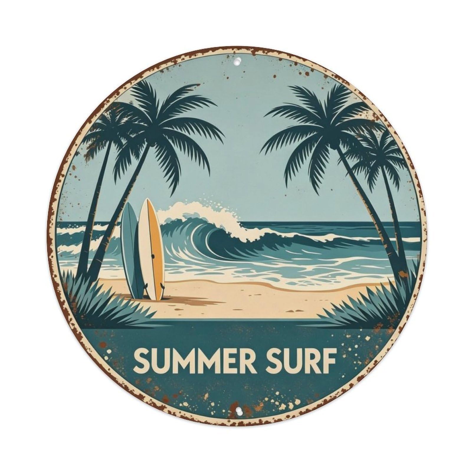 Summer Surf Beach Metal Tin Sign Plaque