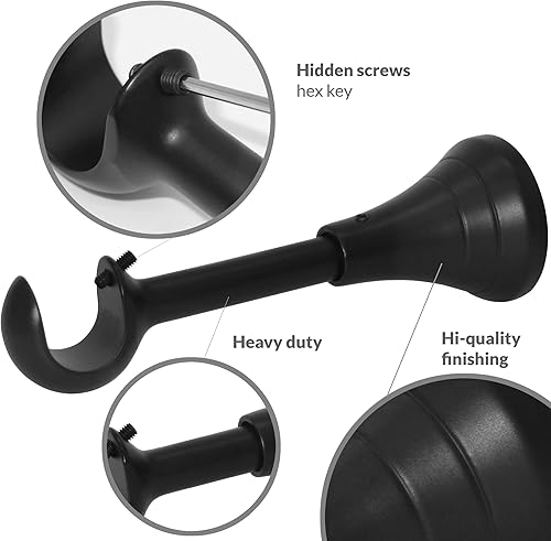 Miniatura 9 de Soportes de barra de cortina ajustables de 4 a 5 pulgadas, soporte de barra de cortina resistente, soporte de cortina para barras de 58 a 34