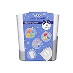 Ubbi Bath Toy & Drying Bin Bundle, Includes 10 Bath Toys, 1 Hair Rinse Cup and 1 Gray Toy Drying Bin, Infant and Toddler Bathtub Accessories