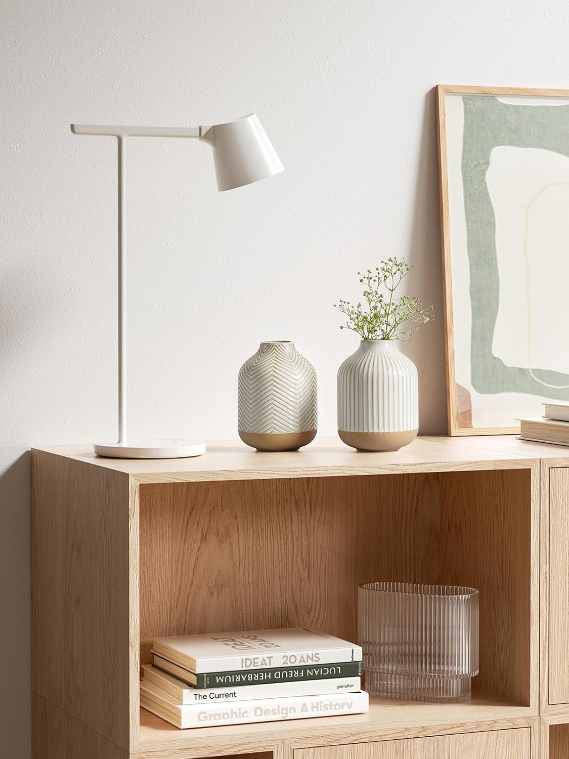 Boho Farmhouse Small Ceramic Vase for Pampas Grass & Flowers - 5.3 Inch Rustic White Vase, Centerpiece for Eucalyptus, Tiny Stems & Bouquets with Embossed Lines - Image 4