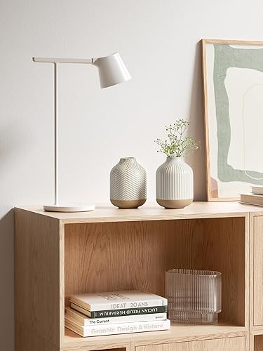 Miniatura 4 de Boho Farmhouse - Jarrón pequeño de cerámica para hierba y flores de las pampas, jarrón blanco rústico de 5.3 pulgadas, centro de mesa para