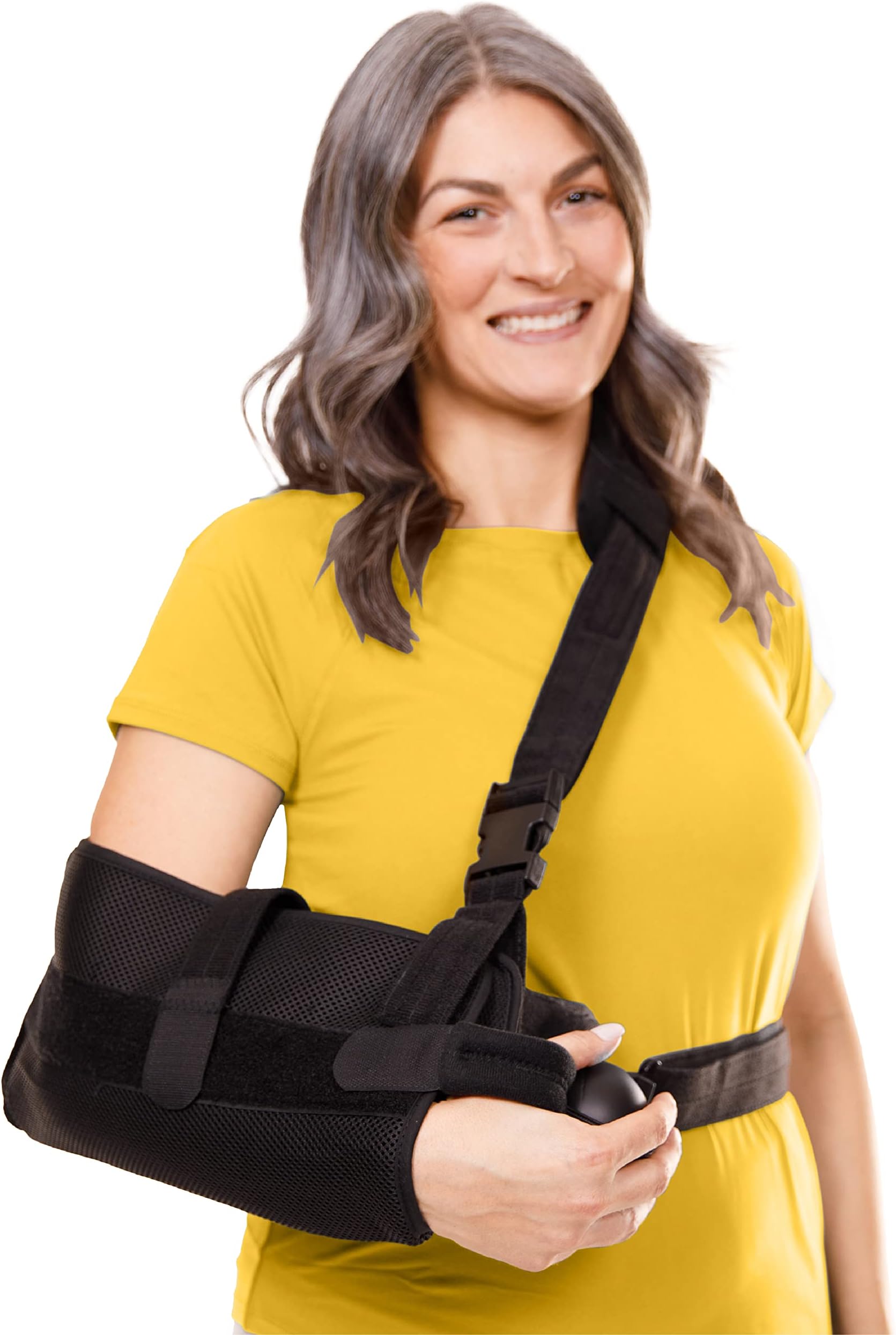 BraceAbility Abduction Shoulder Sling - Rotator Cuff Immobilizer Brace with Padded Relief Support Wedge and Ball for Right or Left Arm Pain From Post-Surgery or Tear Recovery and Subluxation (Medium)