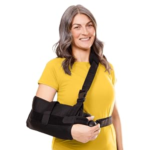 BraceAbility Abduction Shoulder Sling - Rotator Cuff Immobilizer Brace with Padded Relief Support Wedge and Ball for Right