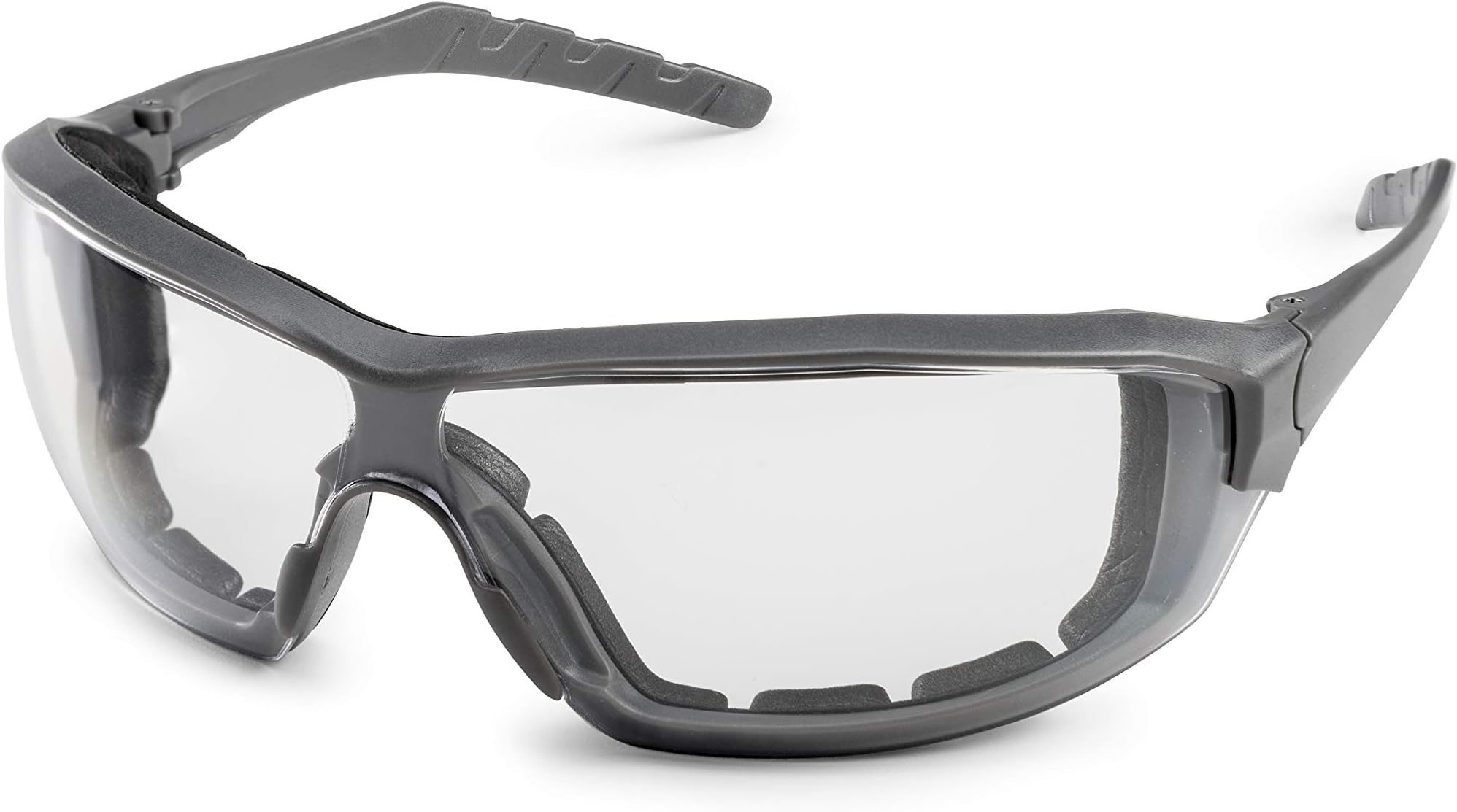 22GY79 Silverton Temple Version Safety Glass, Gray Frame - Clear FX2 Anti-Fog Lens,One Size