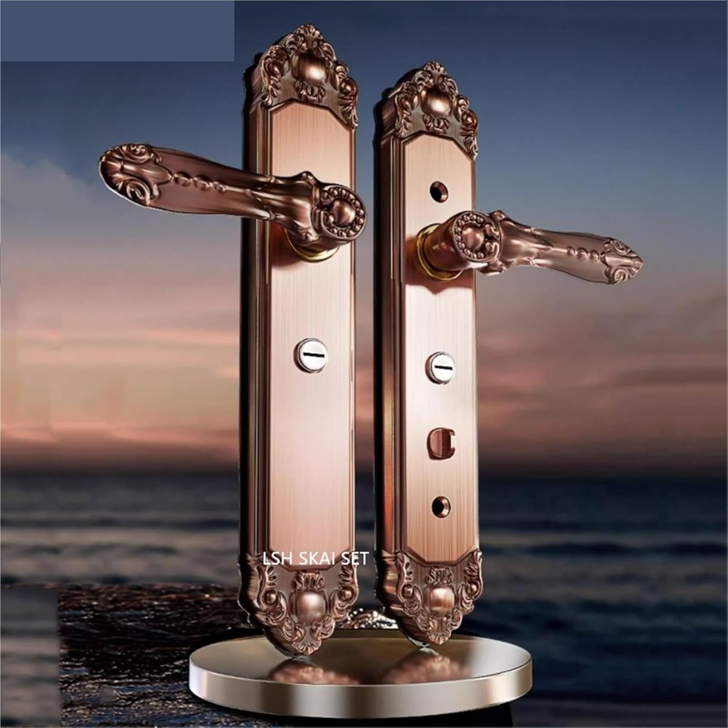 Stainless Steel Anti-Theft Door Lock Home Double-Sided Handle Body Set Villa Gate Safety Locks Hardware Accessories(B)