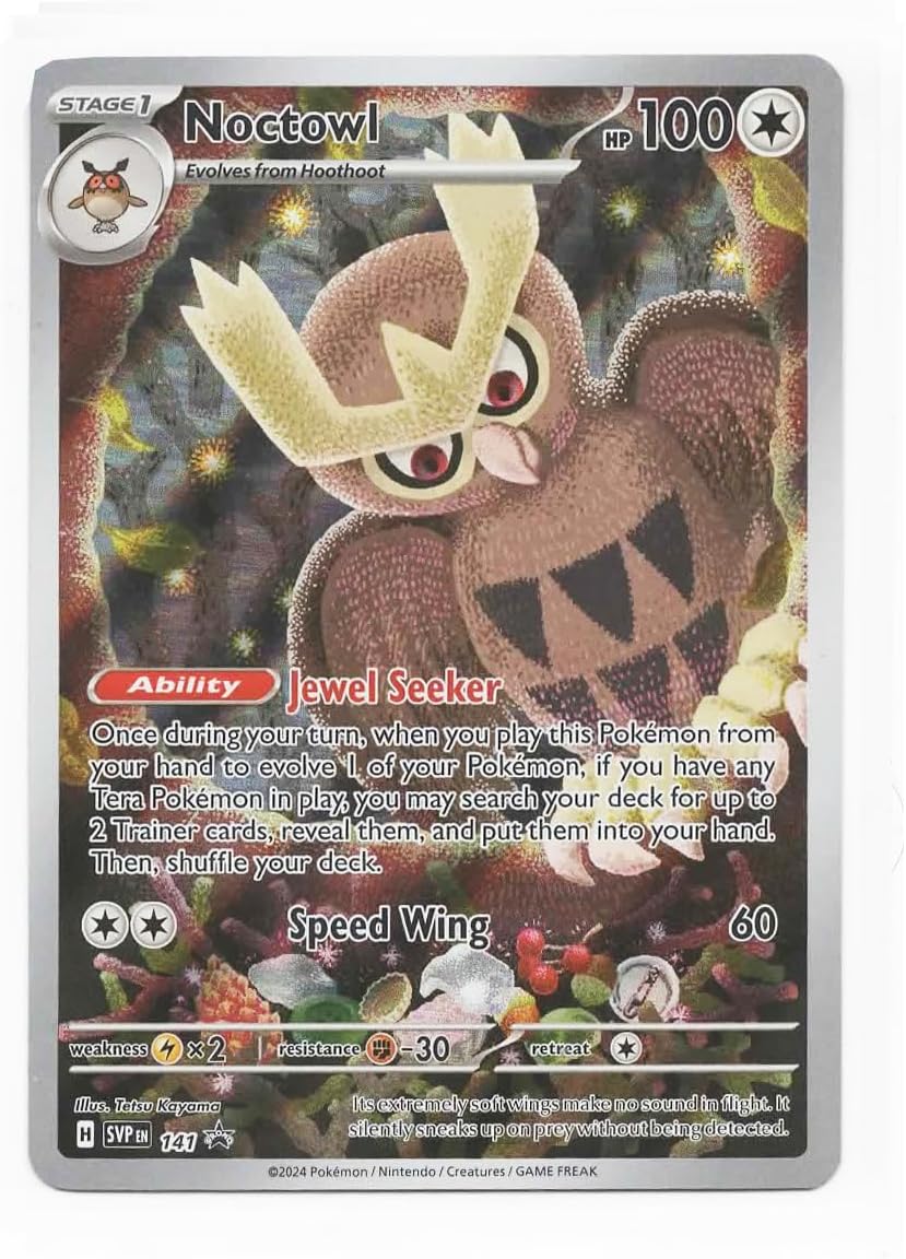 Pokemon - Noctowl SVP 141 – Stellar Crown Promo Card – IIR Illustration Full Art