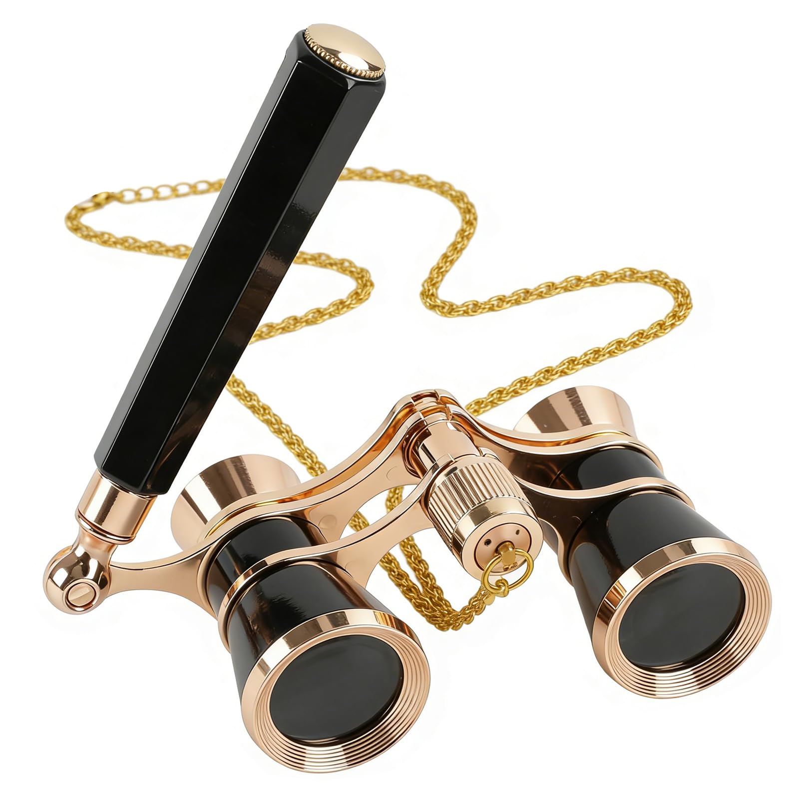 Opernglas Theaterglas 3x25 Opernglas Fernglas Kompakt mit Verstellbarem Griff und Metallkette, Faltbares Opernglas Tragbares Opera Fernglas für Theater Musikkonzerte, Opernhäuse (Schwarz)