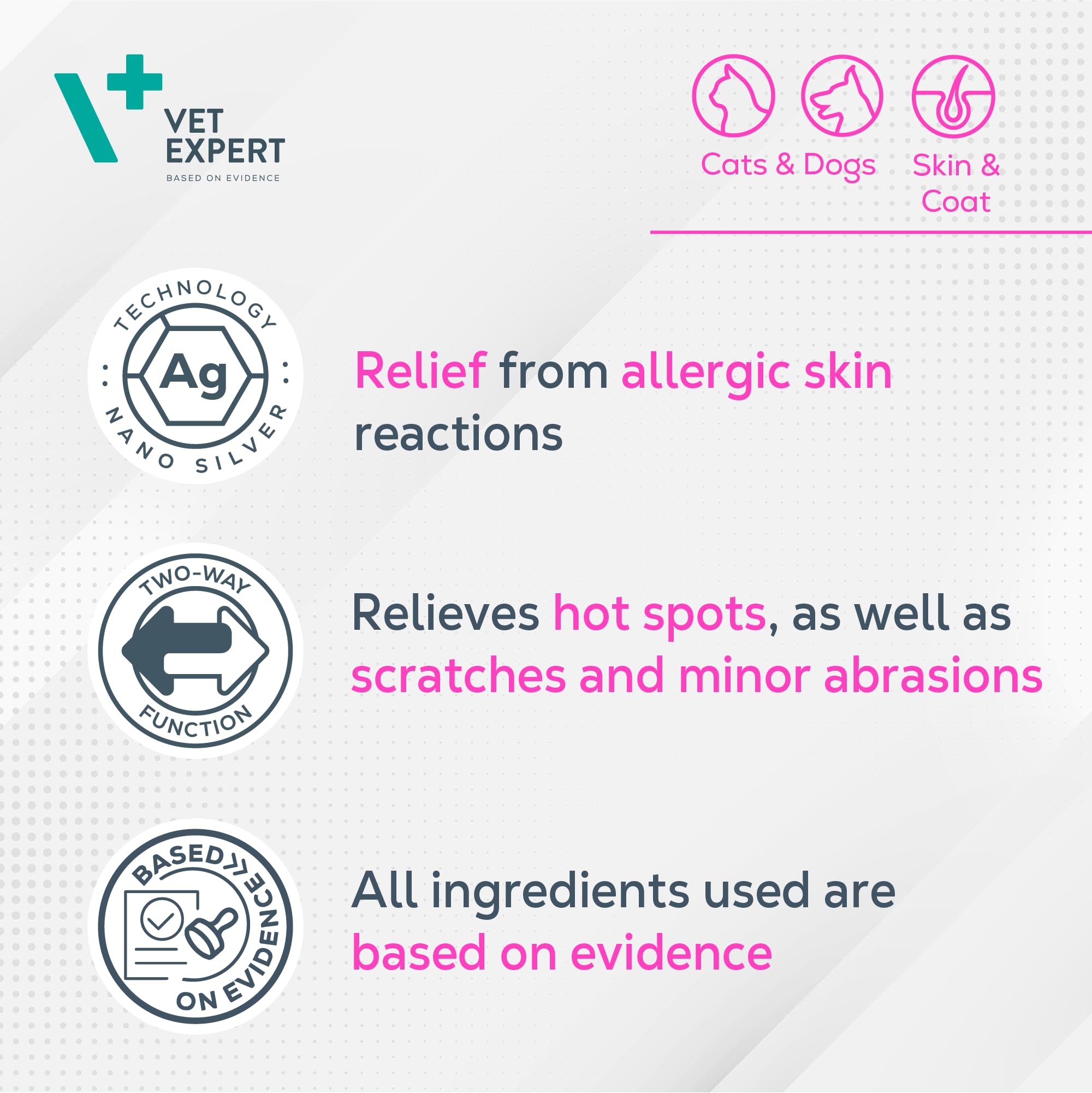 VET EXPERT HOT SPOT SPRAY - preparat na zmiany skórne na tle alergicznym, dla psów i kotów 100 ml