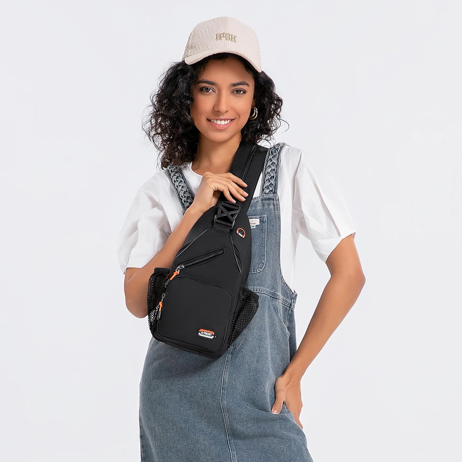 O-TBOST Travel Small Sling Bag Crossbody Bags for Women Men Casual Backpack Cross Body Pack Daypack for Hiking and Biking (black) - Image 9